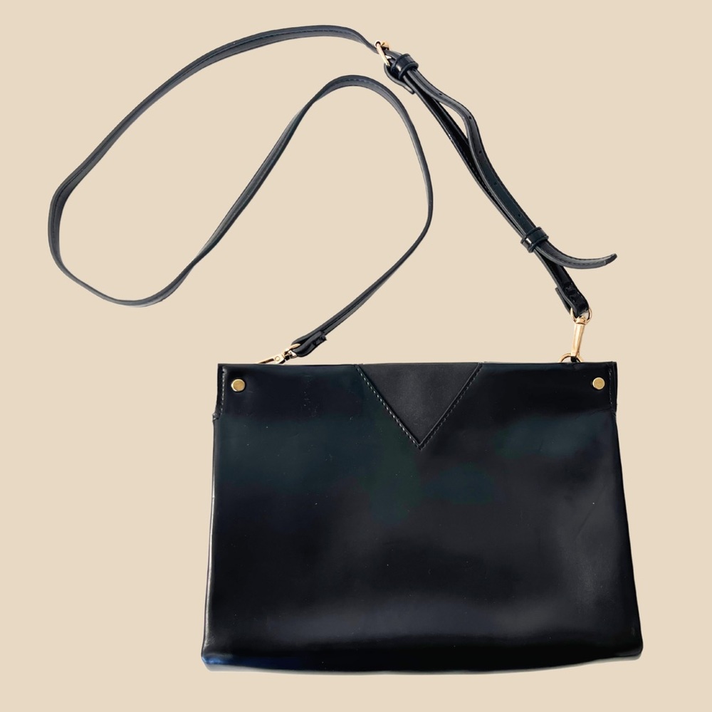 🖤 Black Minimal Chic Crossbody - Faux Leather Magnetic Closure